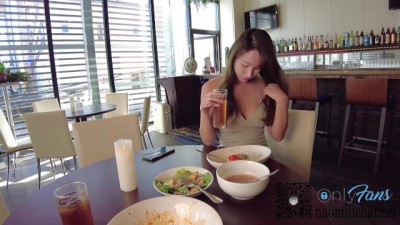 レストランで抜かずに即ズボ！巨乳美女を羞恥プレイでマジ興奮中出し
