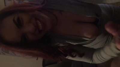 Sexy Latina moans and spits while sucking cock