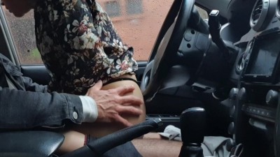 Real risky public fuck in the car before lunch