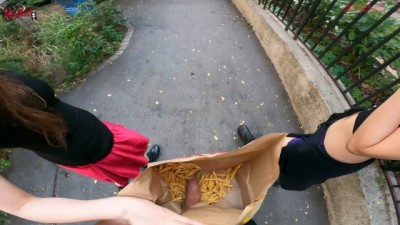 Public double handjob in the fries bag...