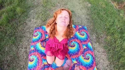Russian Redhead Fucked Outdoor in the Park while Fingering her Ass.