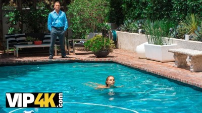 Nymph enjoys taboo sex with BFs Stepdad on hot summer day