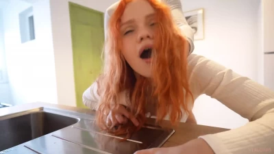Skinny red hot teen was fucked on the kitchen (+18)