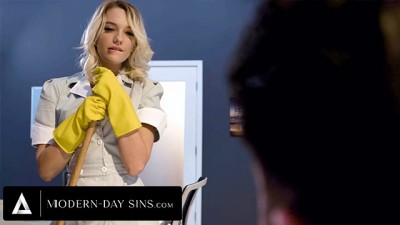 Naughty Blonde Maid Gets Her Tight Ass Pounded in Boss's Office